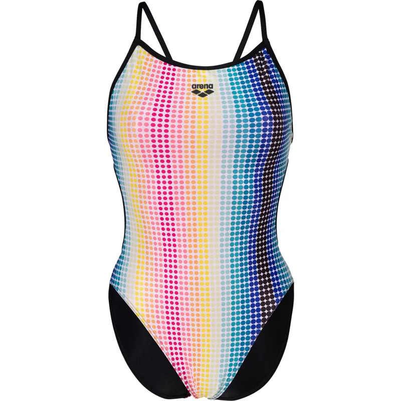 Arena Women's Circle Stripe Lace Back Swimsuit Black/Multi-2